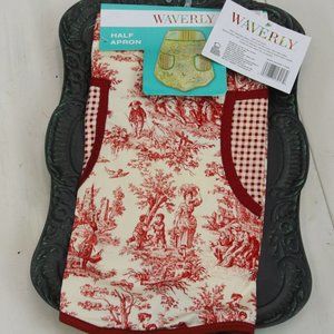 NWT Waverly Red Toile Rustic Life Half Apron
